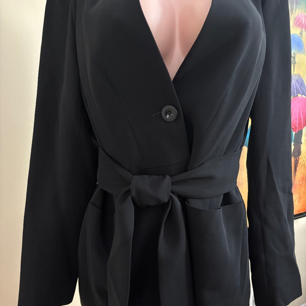 Designer Carlisle Black Obi Style Jacket Size 12